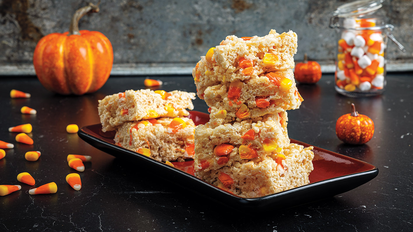 Candy Corn Marshmallow Cereal Treats