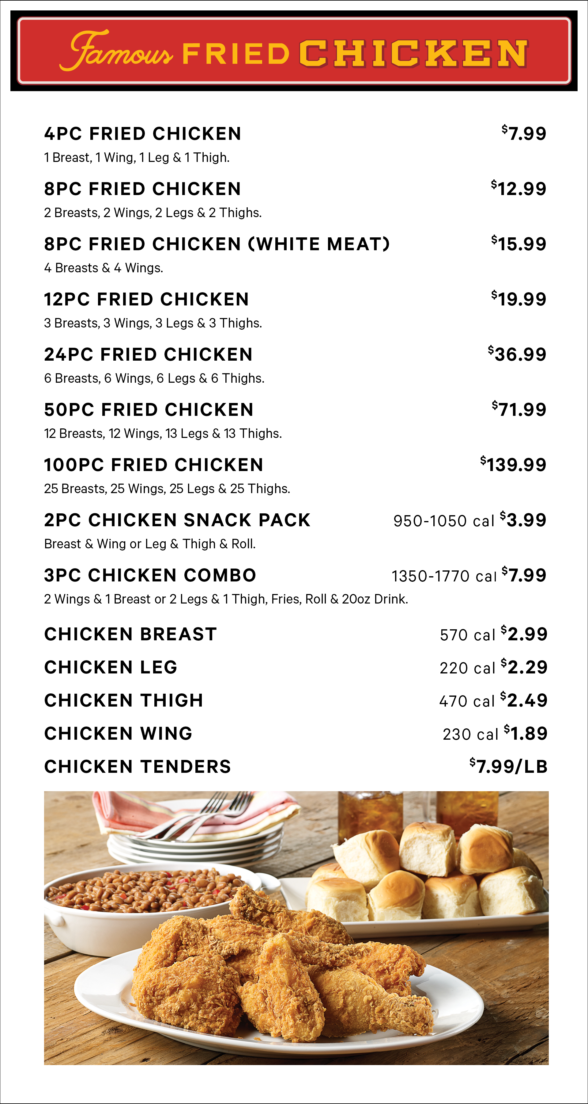 College Station Fried Chicken Menu